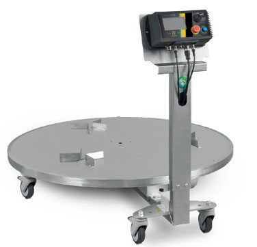 TV razdelilna rotacijska miza za zbiranje izdelanih kosov za škatle ali vreče